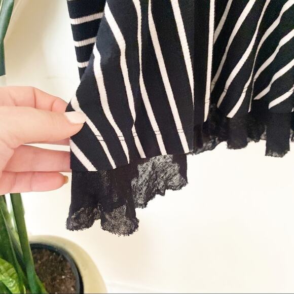 Free People Tangerine Stripe Tee black white sz XS - Picture 5 of 9